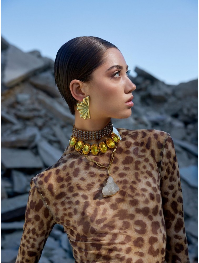 KALEIDO HONESTY Necklace Χρυσό Κολιέ με στρας