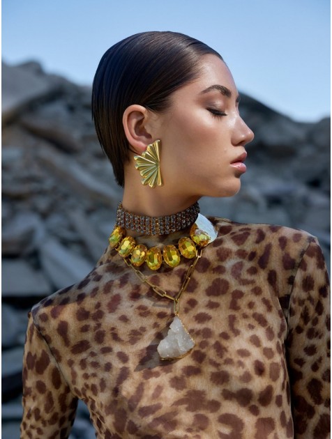KALEIDO HONESTY Necklace Χρυσό Κολιέ με στρας