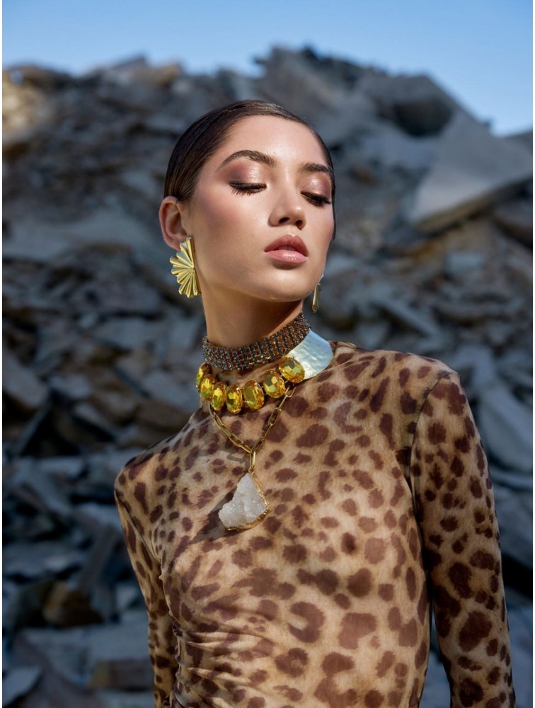 KALEIDO HONESTY Necklace Χρυσό Κολιέ με στρας