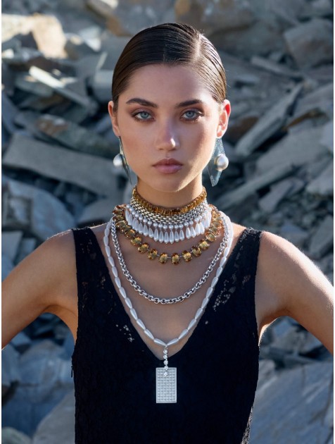 KALEIDO SERENITY CRYSTAL Brown Necklace Καφέ Κολιέ με κρύσταλλα