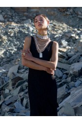 KALEIDO SERENITY CRYSTAL Brown Necklace Καφέ Κολιέ με κρύσταλλα