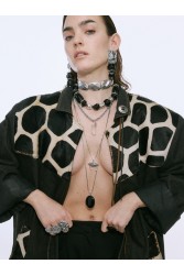 KALEIDO SAMADHI Necklace Κολιέ με μαύρες και ασημί χάντρες