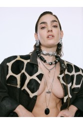 KALEIDO SAMADHI Necklace Κολιέ με μαύρες και ασημί χάντρες
