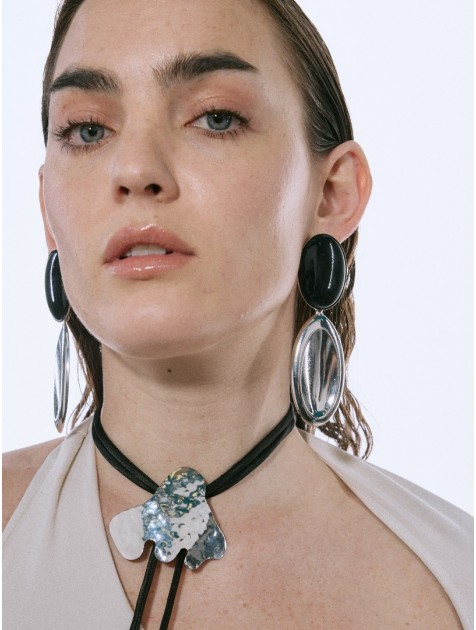 KALEIDO NOIRE Earrings Σκουλαρίκια από ορείχαλκο επαργυρωμένα