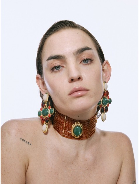 KALEIDO ACACIA Necklace Κολιέ Τσόκερ με χάντρες Tortoise