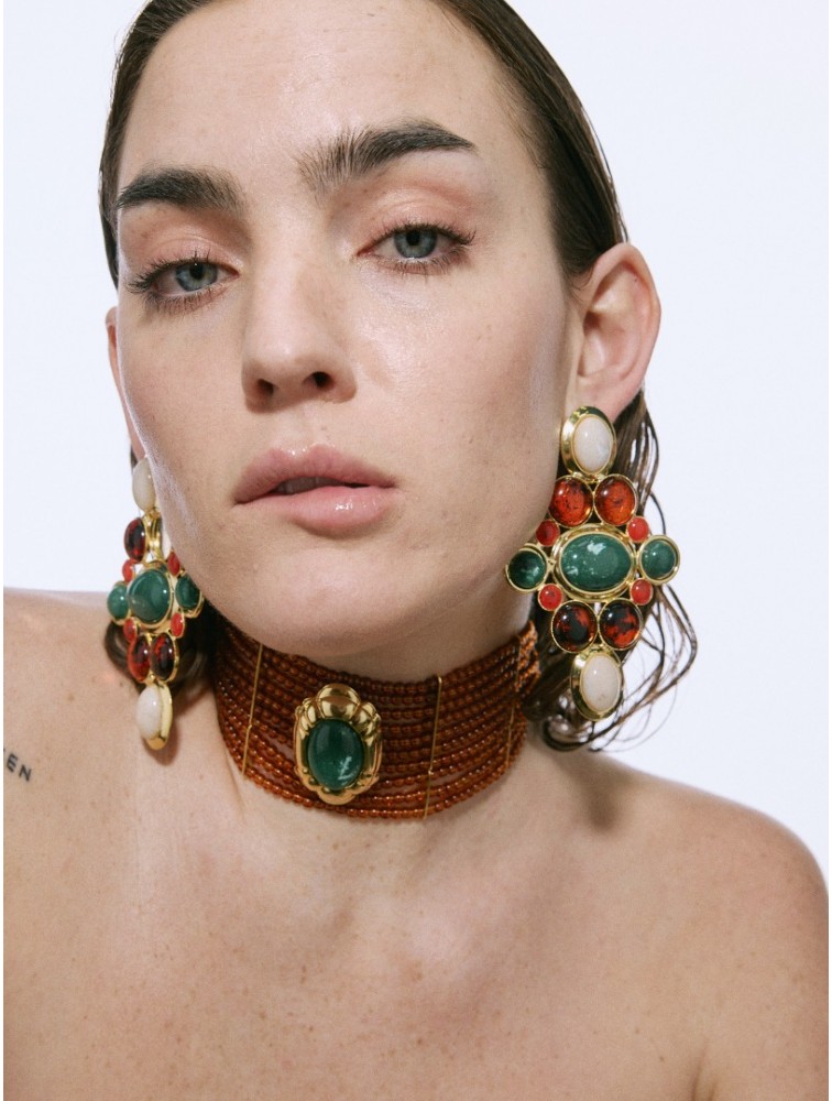 KALEIDO ACACIA Necklace Κολιέ Τσόκερ με χάντρες Tortoise