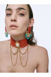 KALEIDO CAMELIA Earrings Σκουλαρίκια από ορείχαλκο επιχρυσωμένο 24 καρατίων