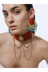 KALEIDO CAMELIA Earrings Σκουλαρίκια από ορείχαλκο επιχρυσωμένο 24 καρατίων