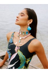 KALEIDO OCEANIS Earrings Σκουλαρίκια 24 καρατίων επιχρυσωμένα με κρύσταλλο
