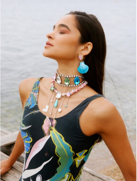 KALEIDO OCEANIS Earrings Σκουλαρίκια 24 καρατίων επιχρυσωμένα με κρύσταλλο