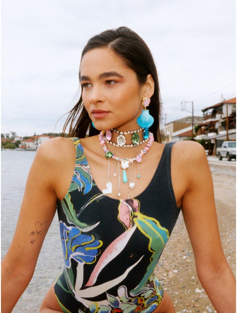 KALEIDO OCEANIS Earrings Σκουλαρίκια 24 καρατίων επιχρυσωμένα με κρύσταλλο