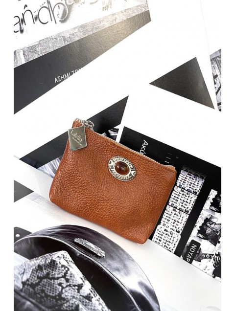 LA VITA HANDBAGS Δερμάτινο χειροποίητο πορτοφόλι με μεταλλικά αξεσουάρ