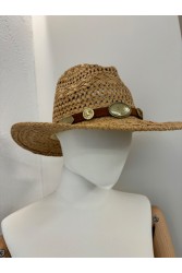 LA VITA HANDBAGS Χειροποίητο γυναικείο καπέλο στο χρώμα της ψάθας με πούπουλο