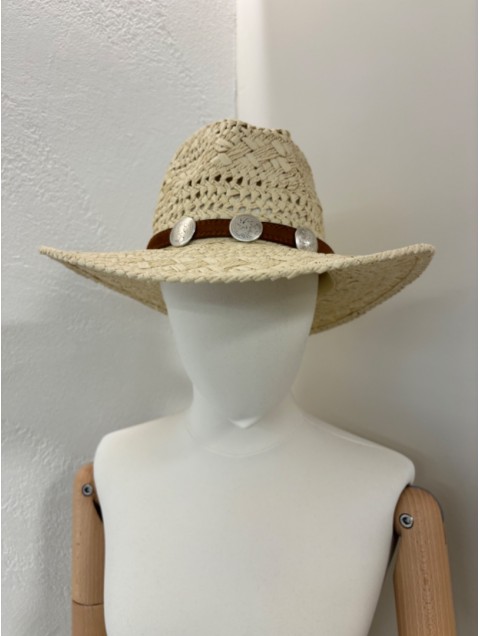 LA VITA HANDBAGS Handmade Women's straw hat with a tan band
