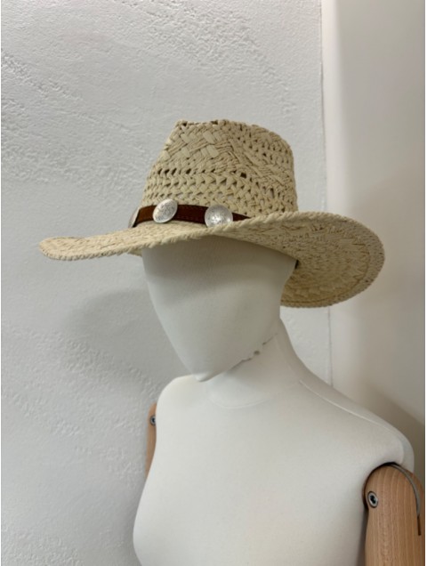 LA VITA HANDBAGS Handmade Women's straw hat with a tan band