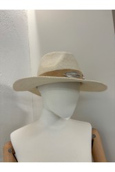 LA VITA HANDBAGS Χειροποίητο Εκρού καπέλο με μπεζ φάσα