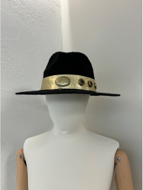 LA VITA HANDBAGS Handmade Women's Black hat with gold band