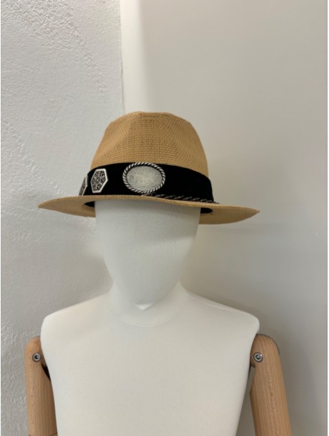 LA VITA HANDBAGS Handmade Women's straw hat with black band
