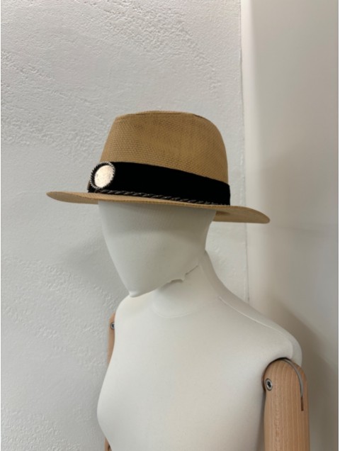 LA VITA HANDBAGS Handmade Women's straw hat with black band