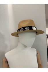 LA VITA HANDBAGS Χειροποίητο Ψάθινο γυναικείο καπέλο με μαύρη φάσα