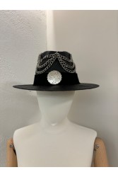 LA VITA HANDBAGS Χειροποίητο Μαύρο γυναικείο καπέλο από χαρτί με μαύρη φάσα