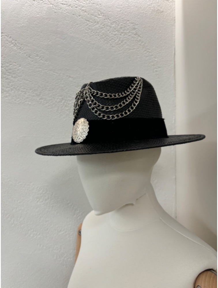 LA VITA HANDBAGS Χειροποίητο Μαύρο γυναικείο καπέλο από χαρτί με μαύρη φάσα