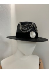 LA VITA HANDBAGS Χειροποίητο Μαύρο γυναικείο καπέλο από χαρτί με μαύρη φάσα