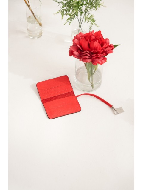 LA VITA HANDBAGS Core Cherry Handmade Leather Red Card Holder