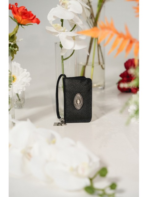 LA VITA HANDBAGS Core Nightfall Handmade Leather Black Card Holder