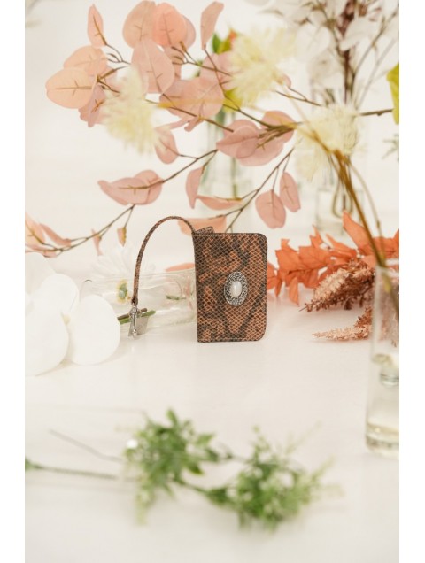 LA VITA HANDBAGS Core Python Handmade Leather Brown Card Holder