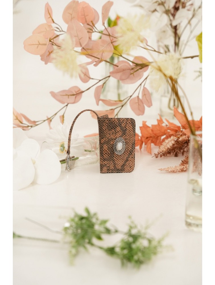 LA VITA HANDBAGS Core Python Χειροποίητη Δερμάτινη Καφέ Καρτοθήκη
