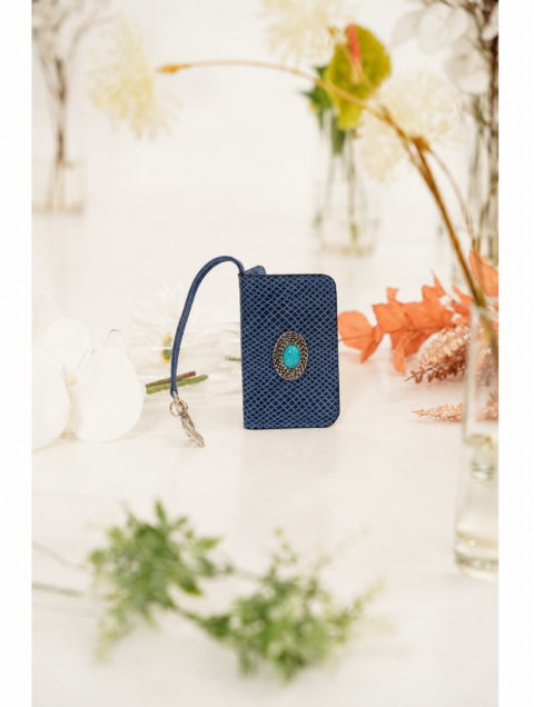 LA VITA HANDBAGS Core Royal Handmade Leather Blue Card Holder