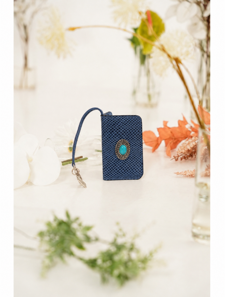 LA VITA HANDBAGS Core Royal Handmade Leather Blue Card Holder