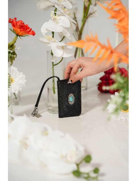 LA VITA HANDBAGS Core Silent Handmade Leather Black Card Holder