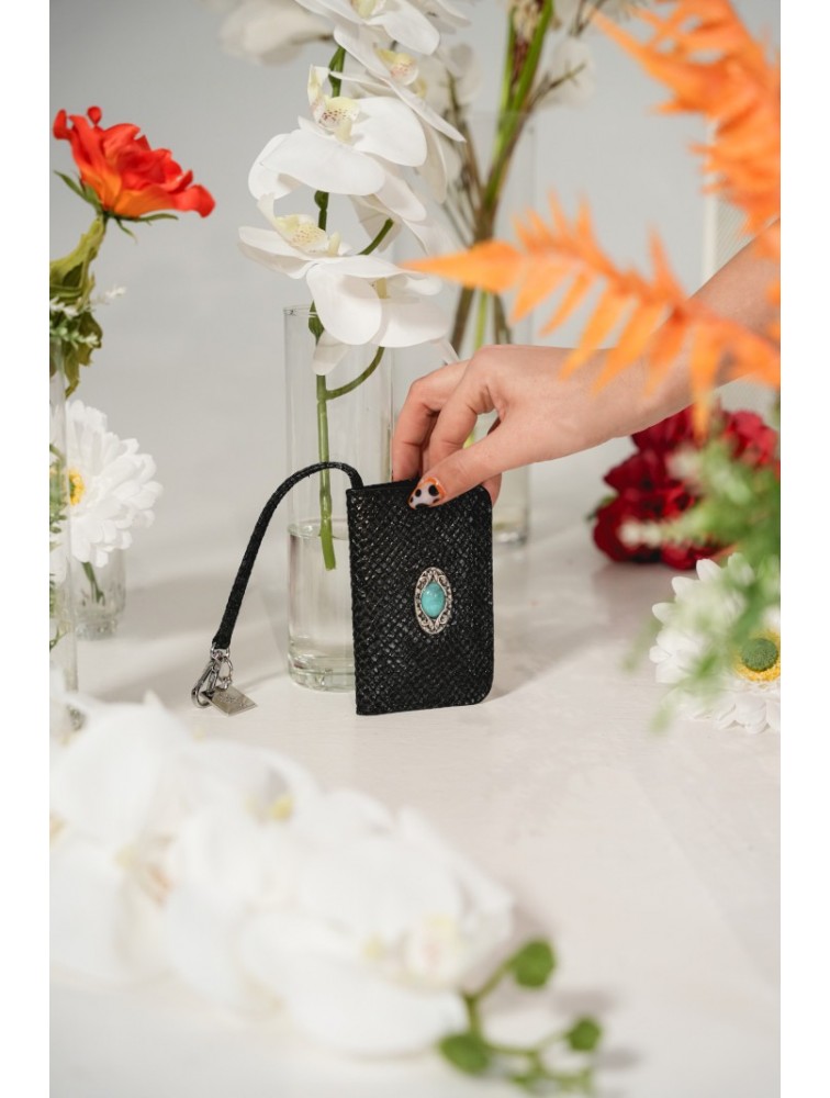 LA VITA HANDBAGS Core Silent Handmade Leather Black Card Holder