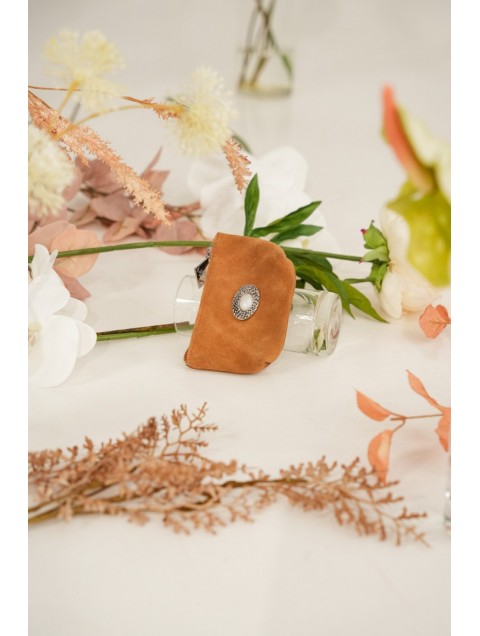 LA VITA HANDBAGS Wilmor Caramel Χειροποίητο Δερμάτινο Ταμπά Πορτοφολάκι
