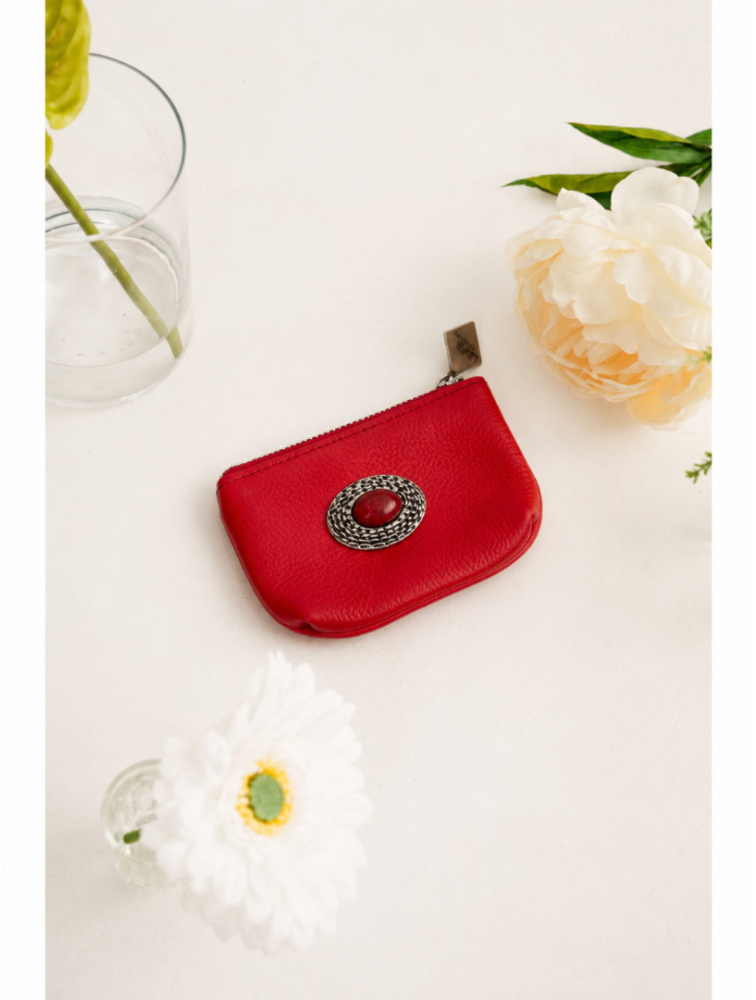 LA VITA HANDBAGS Wilmor Cherry Handmade Leather Red Wallet