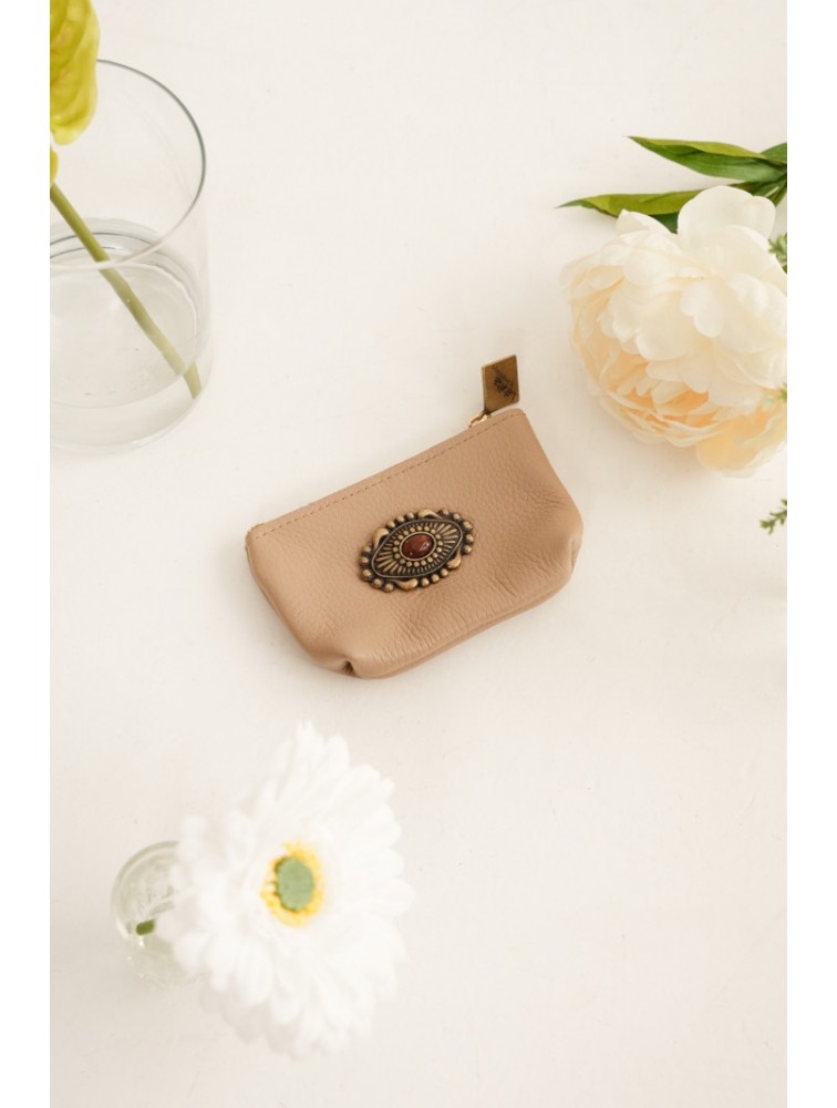 LA VITA HANDBAGS Wilmor Clay Handmade Leather Beige Wallet