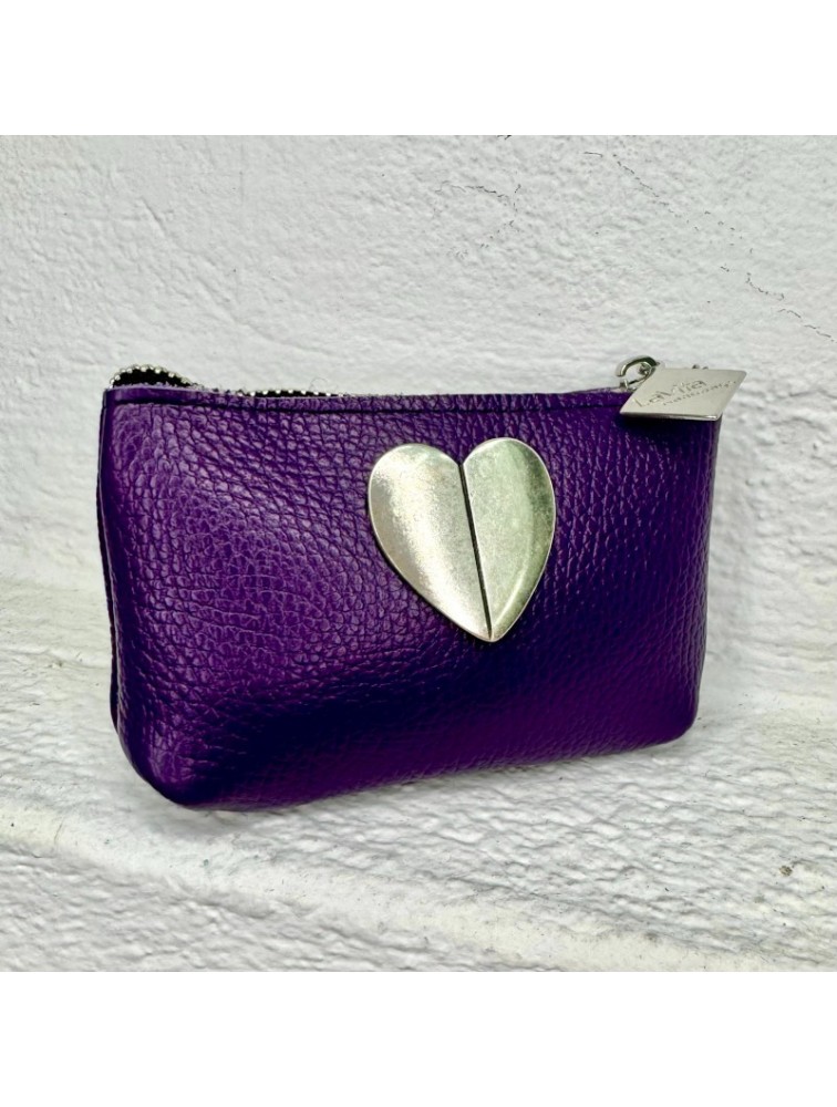 LA VITA HANDBAGS Μωβ Χειροποίητο δερμάτινο γυναικείο πορτοφολάκι