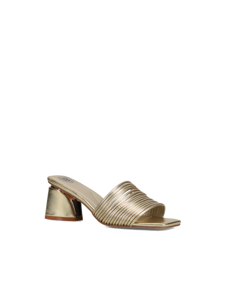 LAURA BIAGIOTTI Gold Metallic Mules with Strap