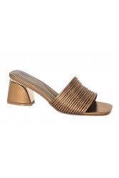 LAURA BIAGIOTTI Bronze Metallic Mules with Straps