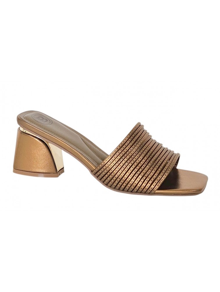LAURA BIAGIOTTI Bronze Metallic Mules with Straps