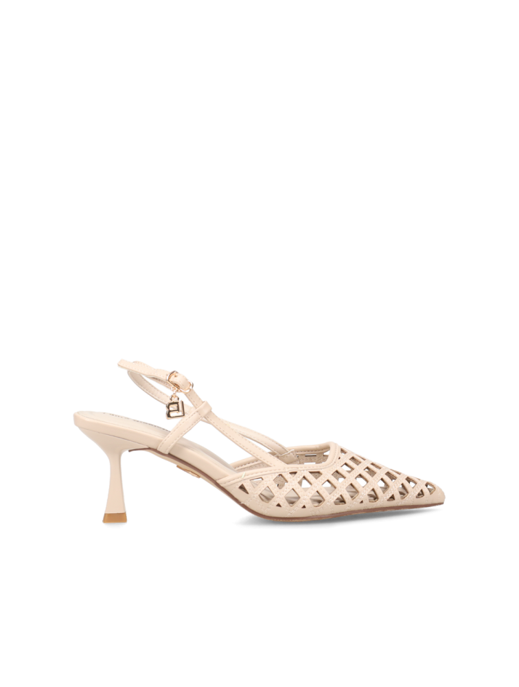 LAURA BIAGIOTTI Ecru Slingback Perforated Heels