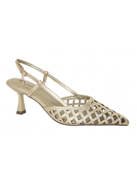 LAURA BIAGIOTTI Gold Metallic Slingback Pumps