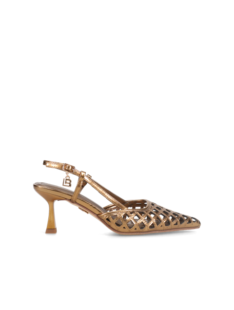 LAURA BIAGIOTTI Bronze Metallic Slingback Pumps