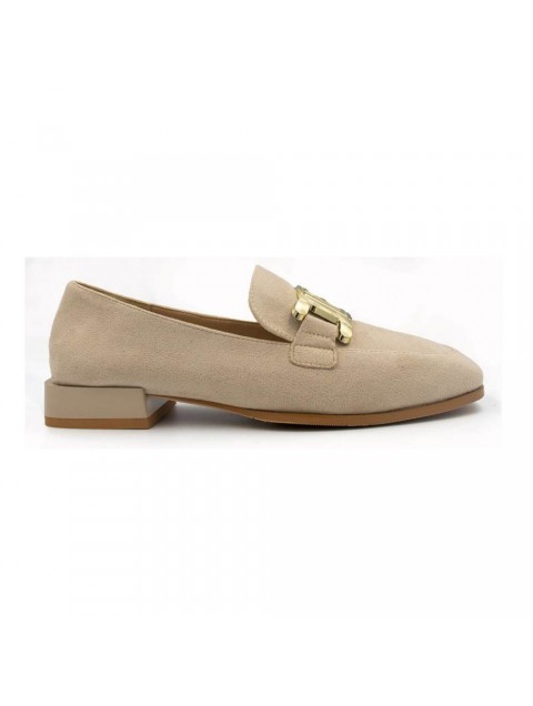 LAURA BIAGIOTTI Women's beige suede buckle moccasins LAURA BIAGIOTTI Women's beige suede buckle moccasins