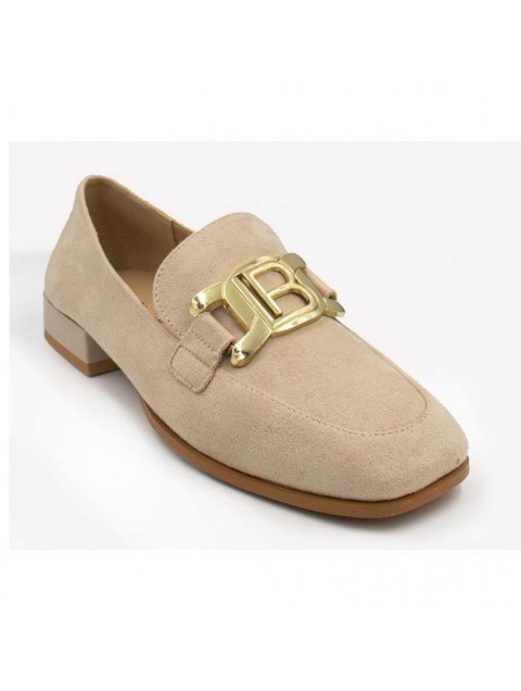 LAURA BIAGIOTTI Women's beige suede buckle moccasins LAURA BIAGIOTTI Women's beige suede buckle moccasins