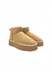 LAURA BIAGIOTTI Beige ankle boots with fur