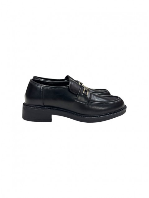 LAURA BIAGIOTTI Women's Black Buckle Moccasins LAURA BIAGIOTTI Women's Black Buckle Moccasins