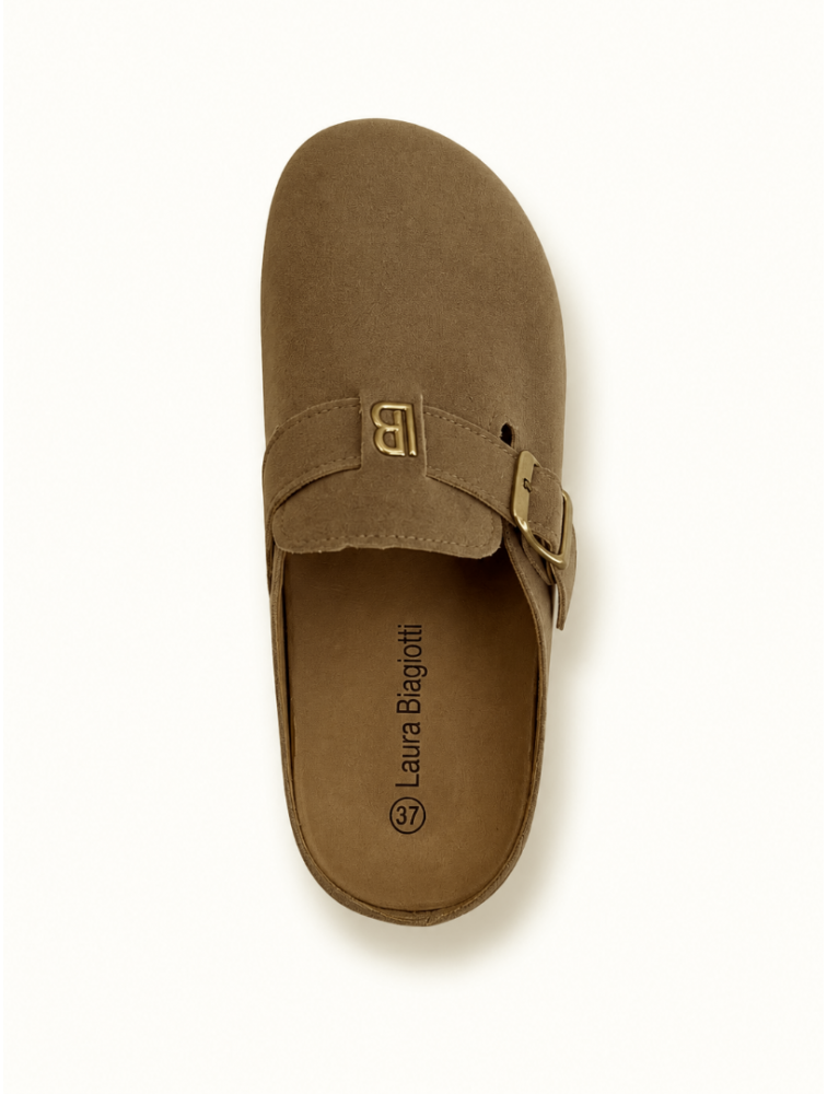 LAURA BIAGIOTTI Taupe Footbed Women's Clogs